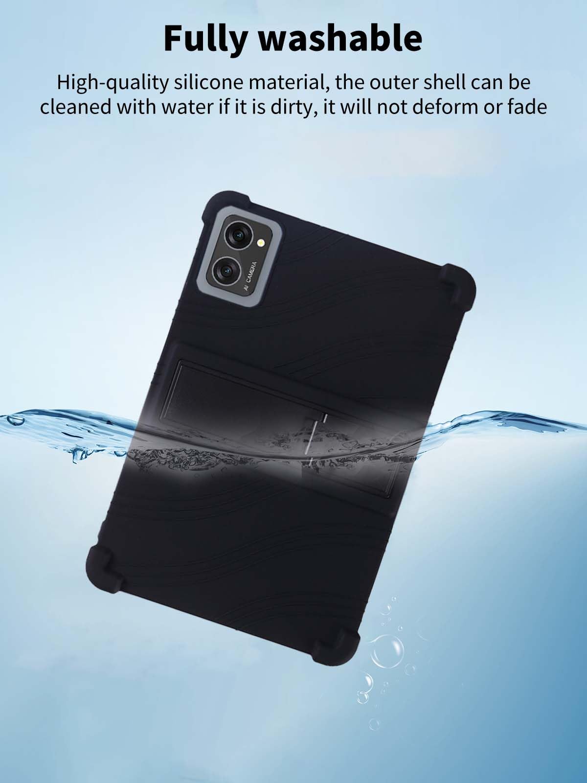 Funda para tablet TABWEE T20 de 10.1 pulgadas, funda protectora para tablet TABWEE T20, soporte ajustable, silicona suave, funda de protección de silicona para NOUKAJU TABWEE T20 (negro)