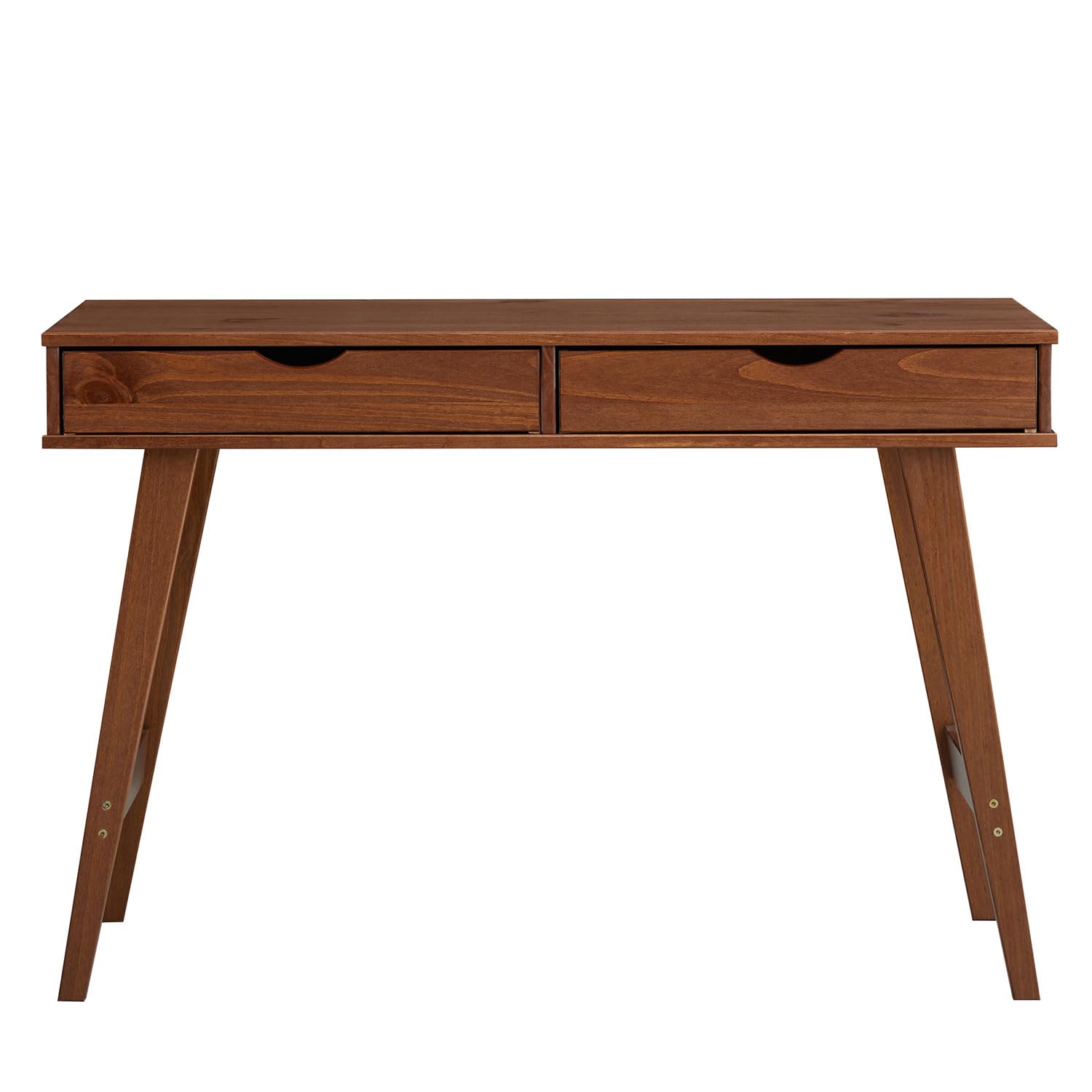IDIMEX Schreibtisch Milo mit 2 Schubkasten, Massivholz, stabil und langlebig, ideal für Home-Office, Kastanien Farben, Schubladen für Stauraum