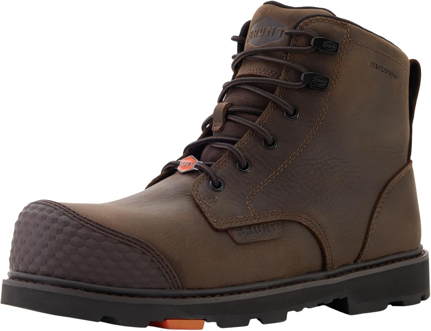 BRUNT Sullivan Toe - 6" Waterproof Reinforced Composite Toe Work Boot - EH Rated - Slip + Oil Resistant - Heat-Resistant Sole - 90-Degree Defined Heel - Adjustable