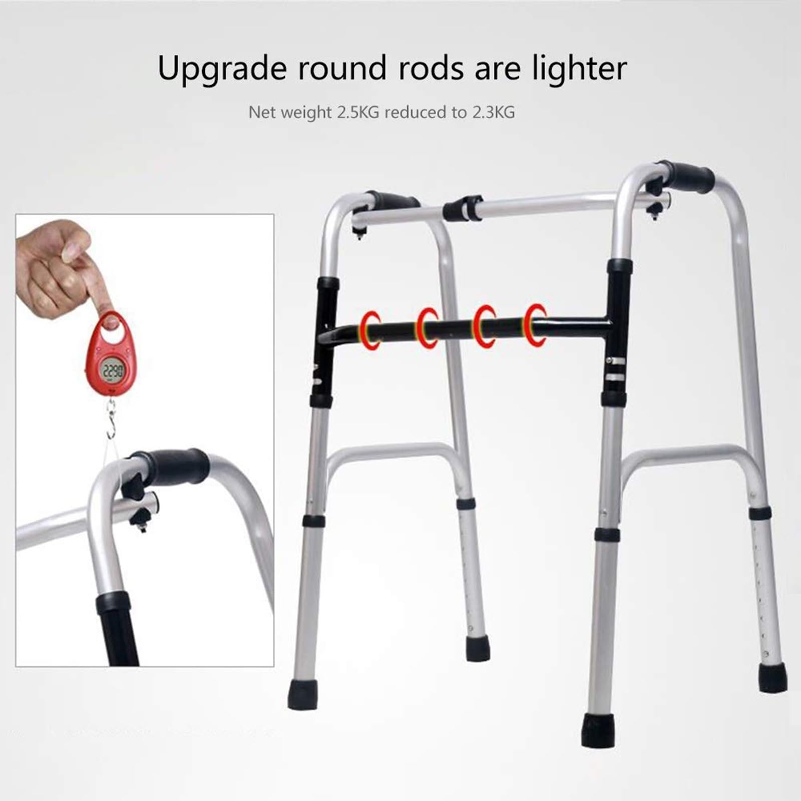 Andador ligero para personas mayores, andador plegable con asiento, altura ajustable, frenos, ayuda de movilidad para uso en interiores y exteriores