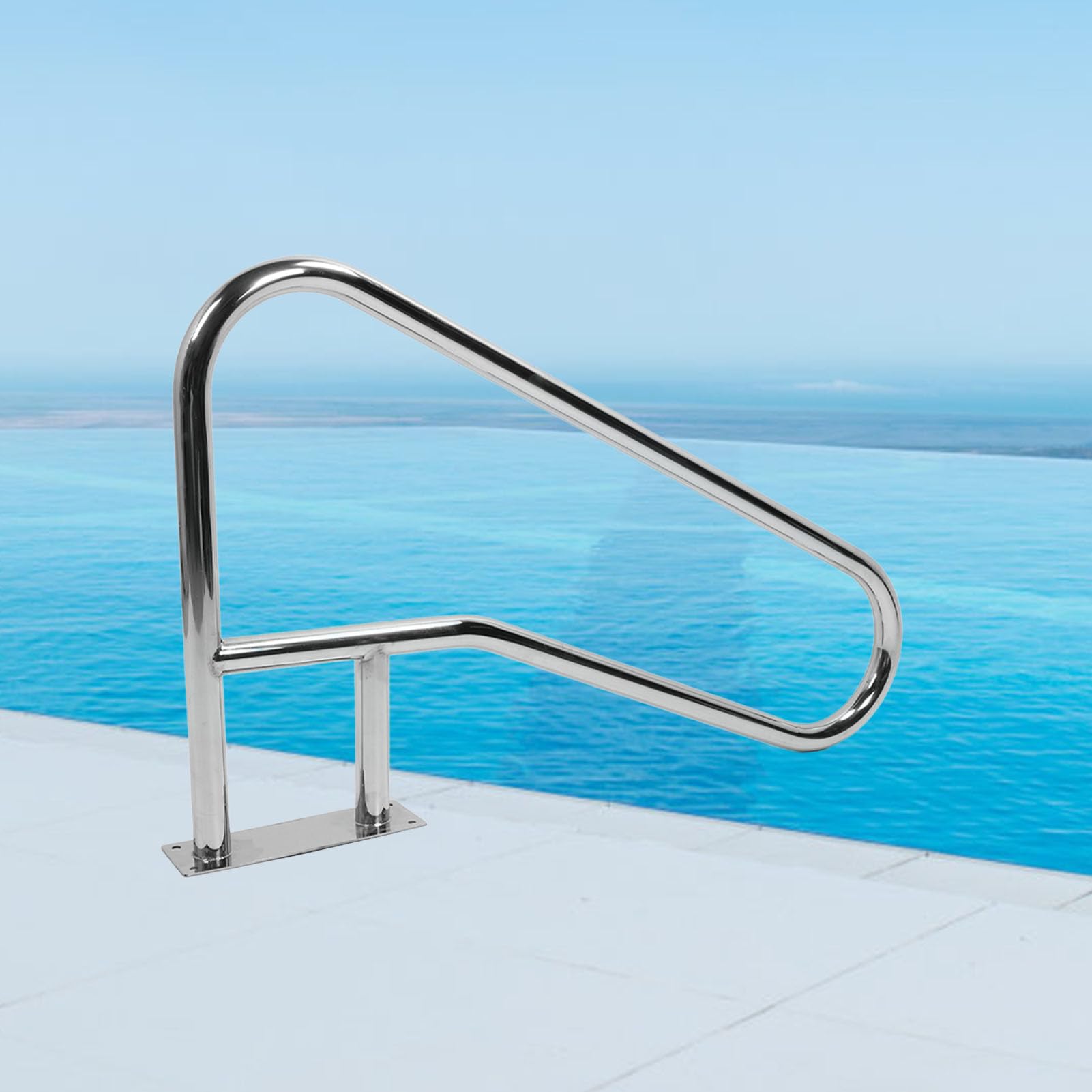 Pasamanos de piscina inoxidable, acero inoxidable 304, antideslizante, para piscina, spa, 117,5 x 68 cm