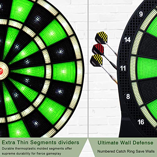 image for Turnart Electronic Dart Board,13 inch Illuminated Segments Light Based