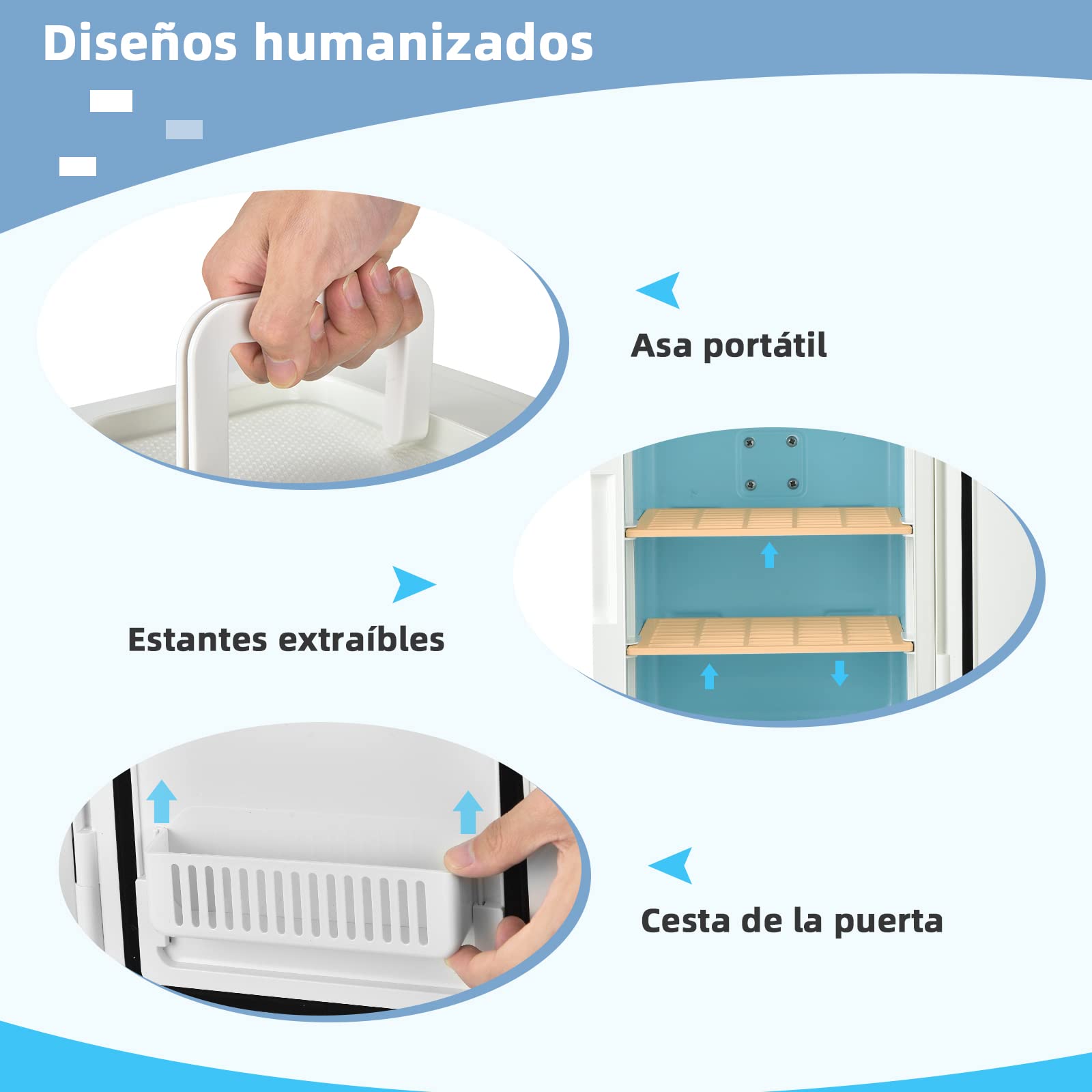 COSTWAY Mini Nevera, Nevera Portátil 10 L AC/DC con Espejo LED, Repisas Removibles para Maquillaje Bebidas, Frigorífico Compacto, Nevera Termostática y Calentamiento para Coche y Dormitorio