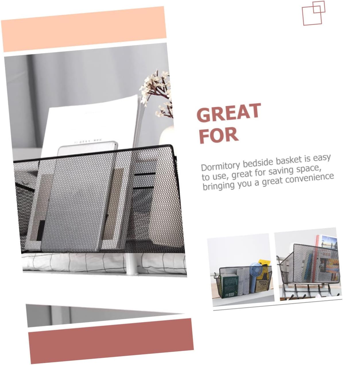 MAGICLULU 2Pcs Hanging Storage Baskets for Bedside Wrought Dormitory Organizer for Bunk Bed Storage Bedroom Convenience Space Saving Design for Student and Living