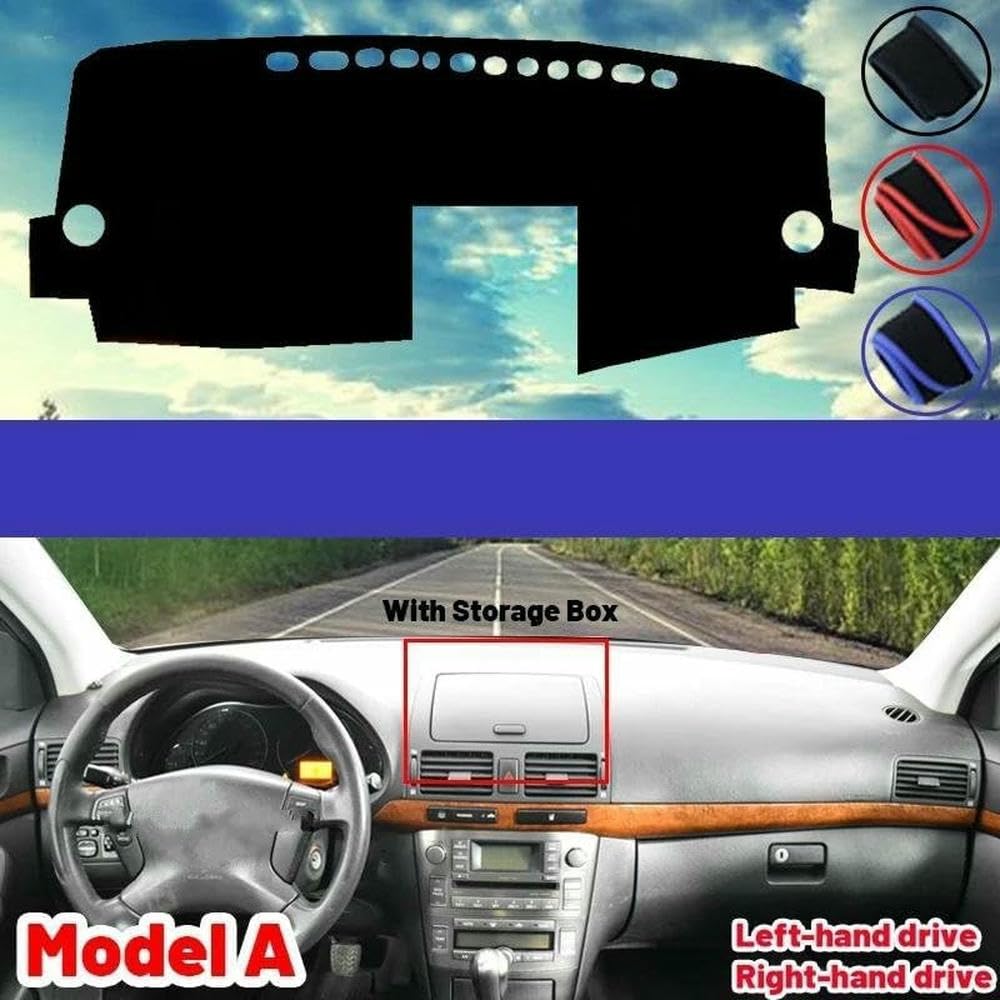 Funda para salpicadero de Coche de Gamuza y Franela de poliéster Apto para Toyota Apto para Avensis 2003 2004 2005 2006 2007 2008 2009