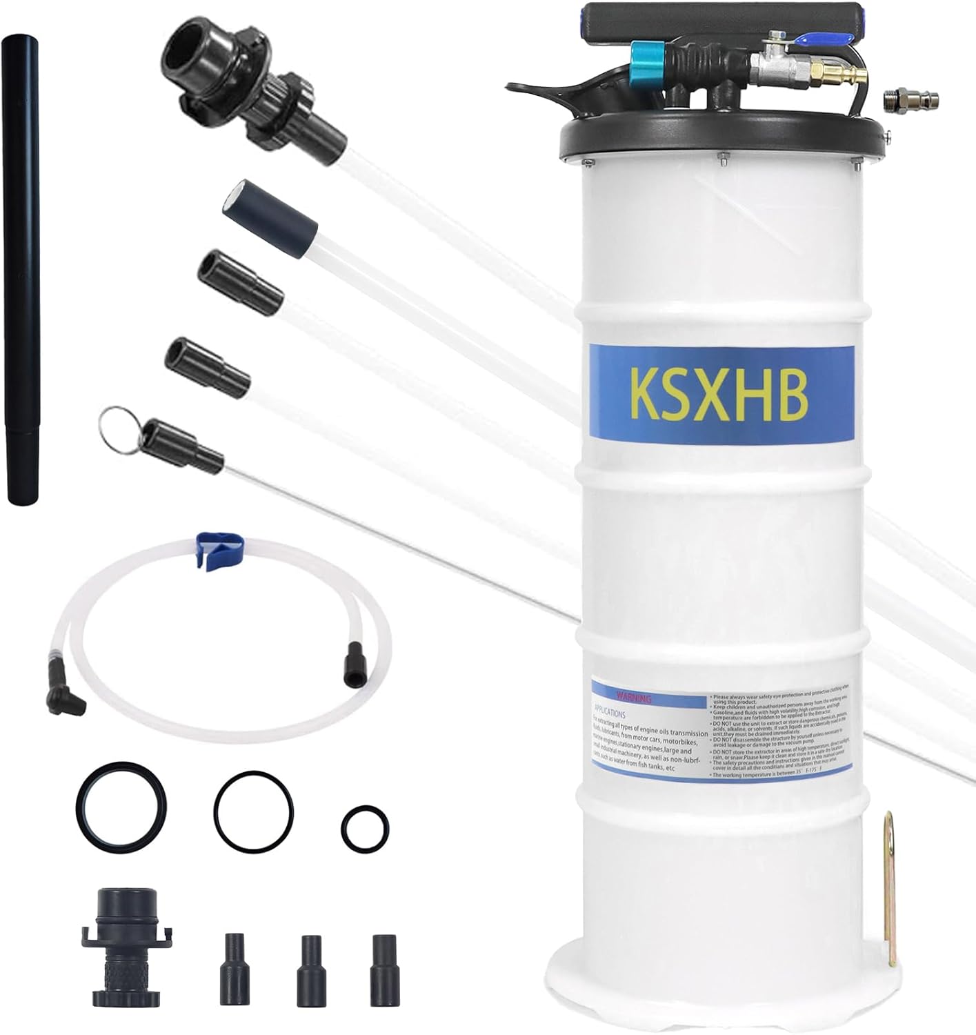 6.5 L Oil Extractor-Pneumatic/Manual Vacumm Fluid Extractor Fluid Change Pump with Four Extended Oil Suction Hoses,One Brake Bleeding Hose,and One Auxiliary Extension Hose for Fluid Extractio