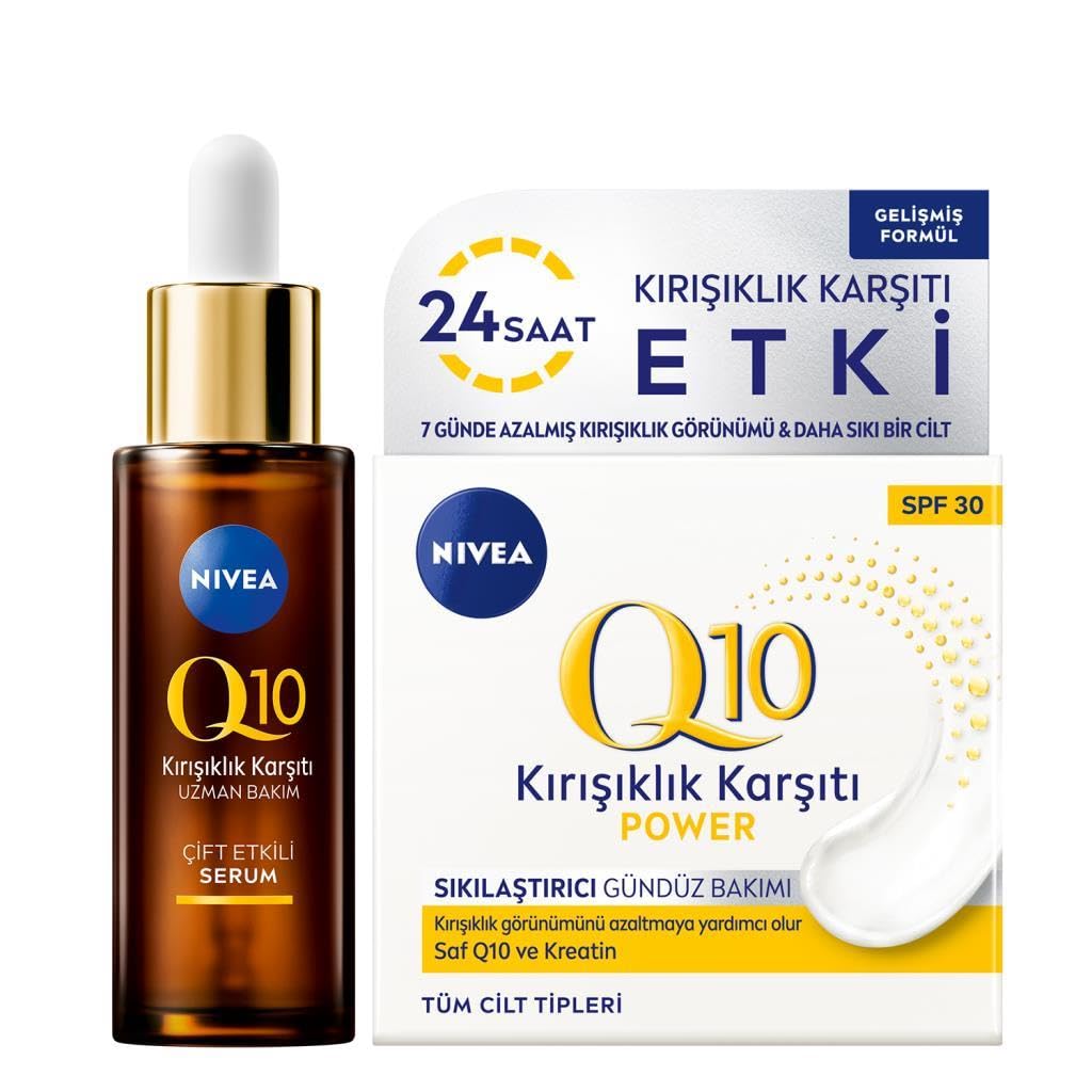 NIVEA Luminous630 Leke Karşıtı Gündüz Yüz Kremi 40ml, Q10 Kırışıklık Karşıtı Çift Etkili Cilt Serumu 30ml