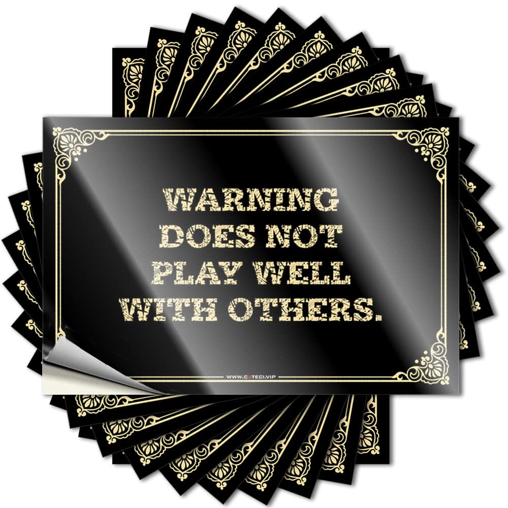 Mens Office Decor Laptop Stickers - Warning:Does Not Play Well with Others. Affirmation Durable Sticker Easy Apply for Hunting Decor(12X18CM)