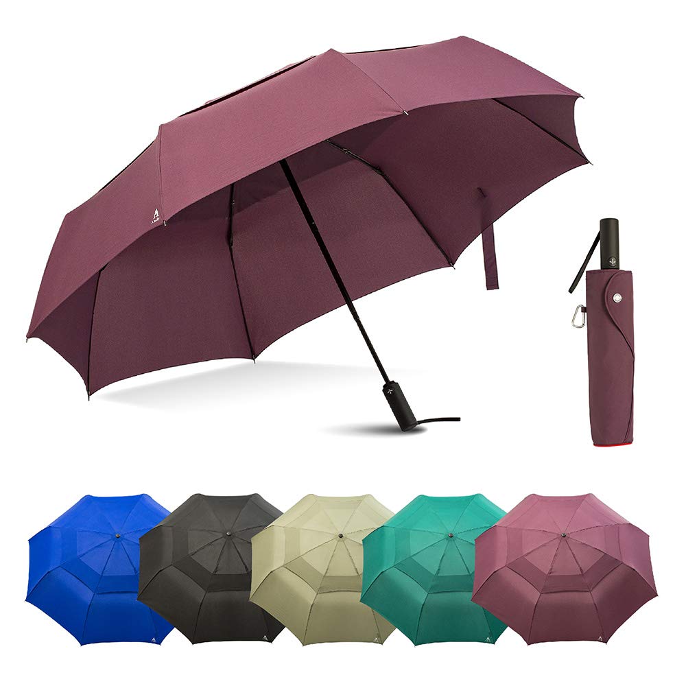 Portobello Large Umbrella For Rain - Big 54 Inch Double Vented Canopy, Folds Into Travel Size, Big Enough To Fit In 2 Adults, Heavy Duty, Sturdy, Windproof W/Auto Open Close