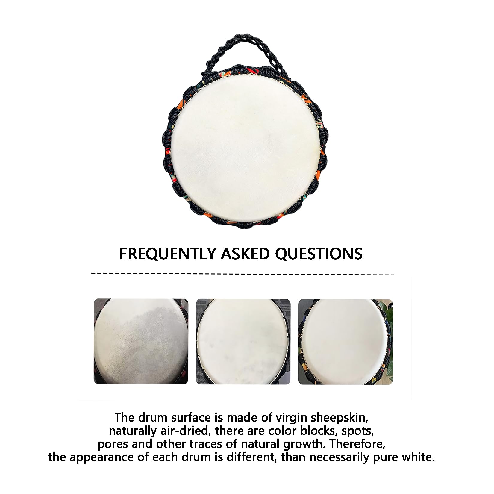 TAOSKNE 8.5inch Djembe West African Style Tambourine, Congo, Goat Skin Drum Head, Professional Sound Quality，Hand Drum, Special Holiday Gift. (Colorful leaves)