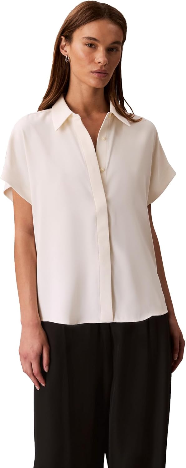 Calvin Klein Women's Satin Short Sleeve Top