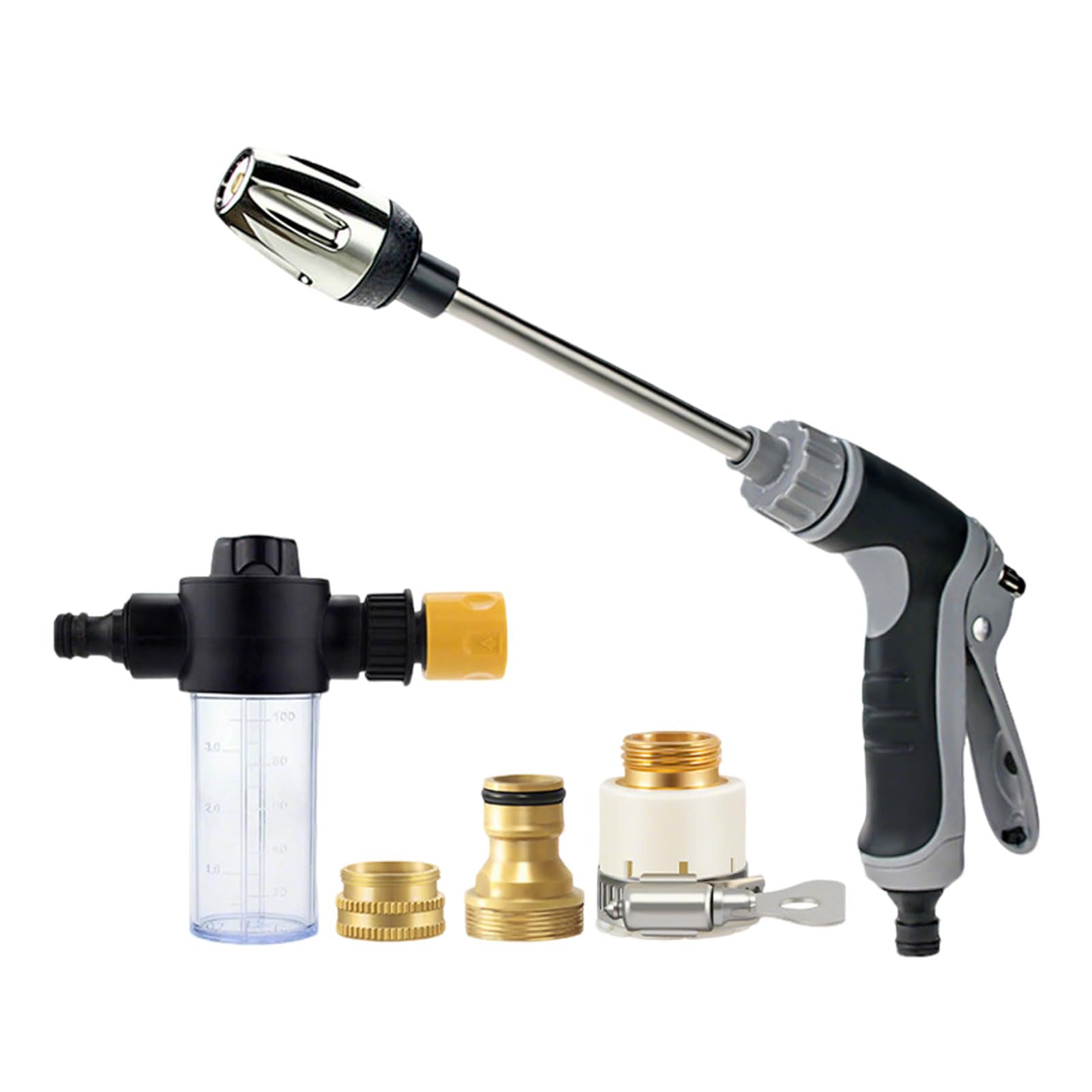 Pressure Washer, Adjustable Power High Pressure Cleaner with Foam Sprayer and 3 Quick Connect Adapters, Garden Hose Spray Nozzle for 1/2"" Pipe Hose Easy Installation, Universal Power Washer Gun