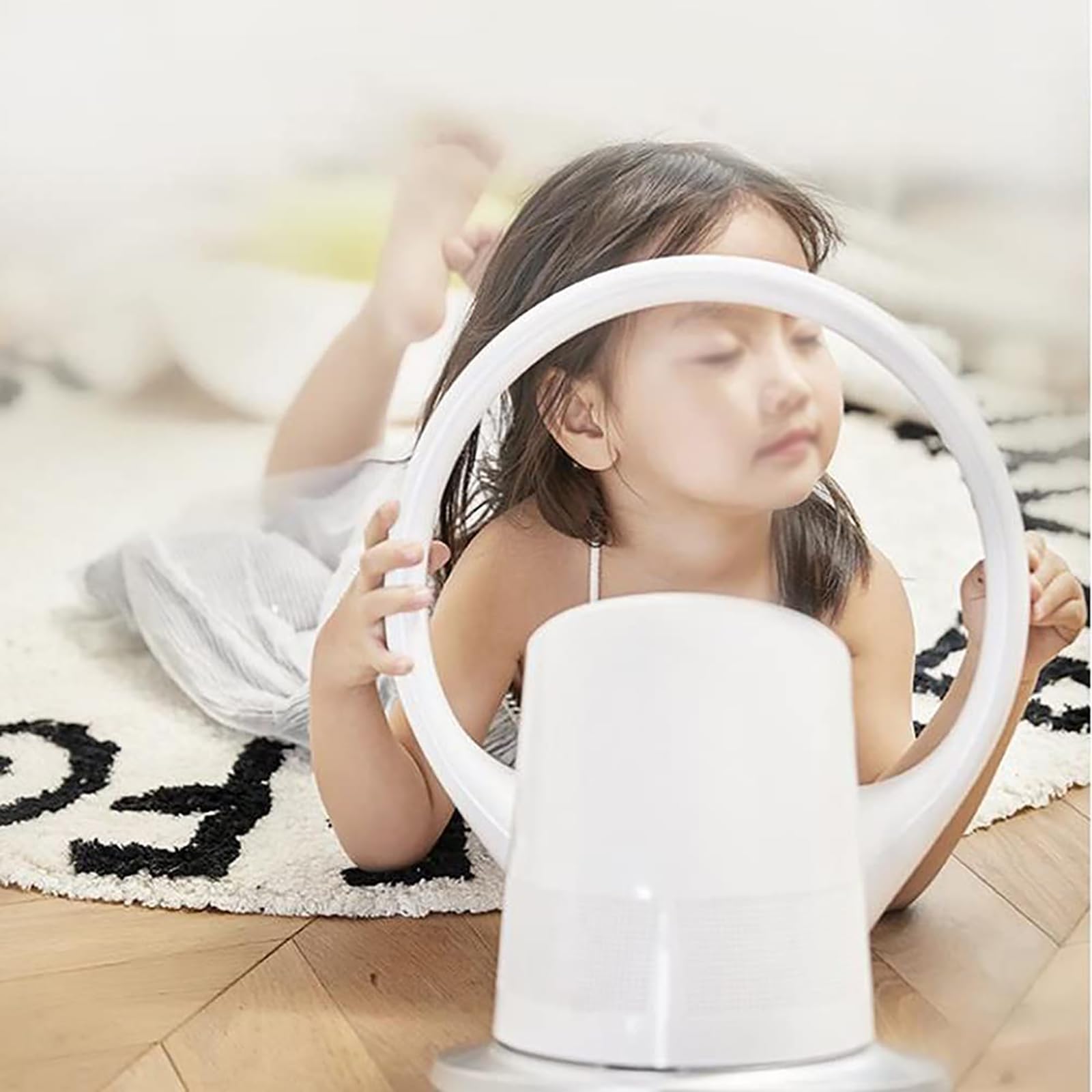 Ventilador Oscilante De 35 W Sin Aspas, 9 Velocidades, Ultra Silencioso, De Pie/Sobremesa/Montaje En Pared, con Control Remoto Y Temporizador, para El Hogar Y La Oficina,White