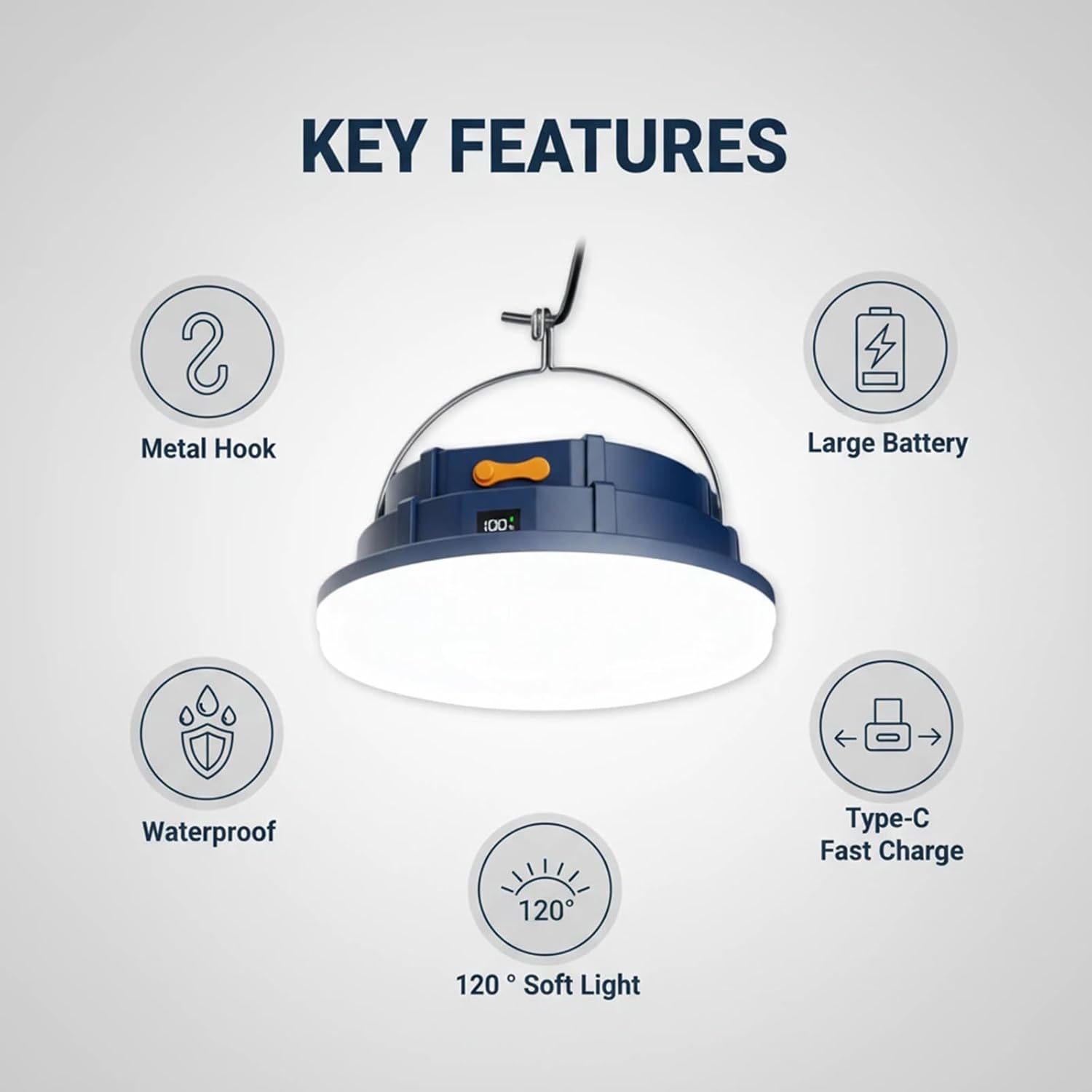 KPKJOO 14400mAh 8000LM Camping Lantern - Portable LED Solar Light, 100W Charging Light with Magnet & IPX5 Waterproof Design for Emergency Power Outages!