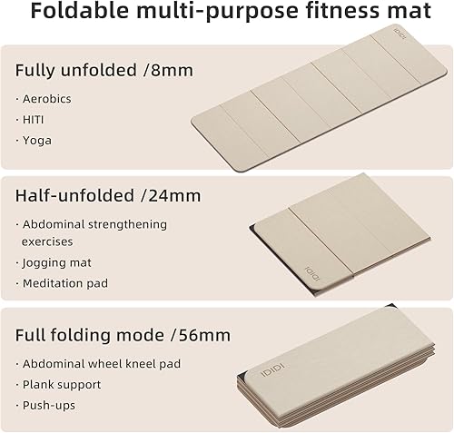 Miniatura 3 de Tapete de yoga plegable extra grueso de 0.32 pulgadas, material POE ecológico, tapete de fitness de diseño antideslizante, tapetes de entrenamiento