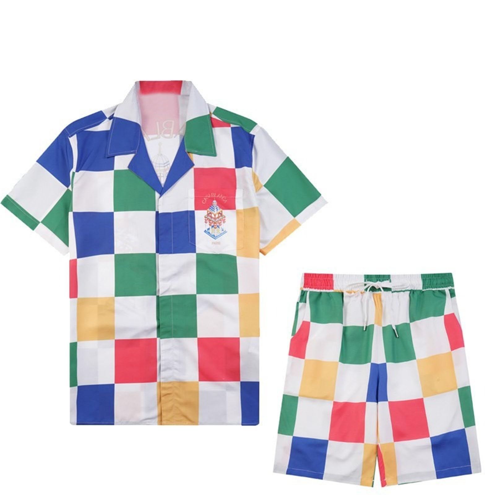 Lato Retro Para Plażowy Kostium - Oddychający, Fajny Kwiatowy Koszula Z Krótkim Rękawem I Spodnie, Nowoczesny Codzienny Dwuczęściowy Codzienny Z Detalem Peplum
