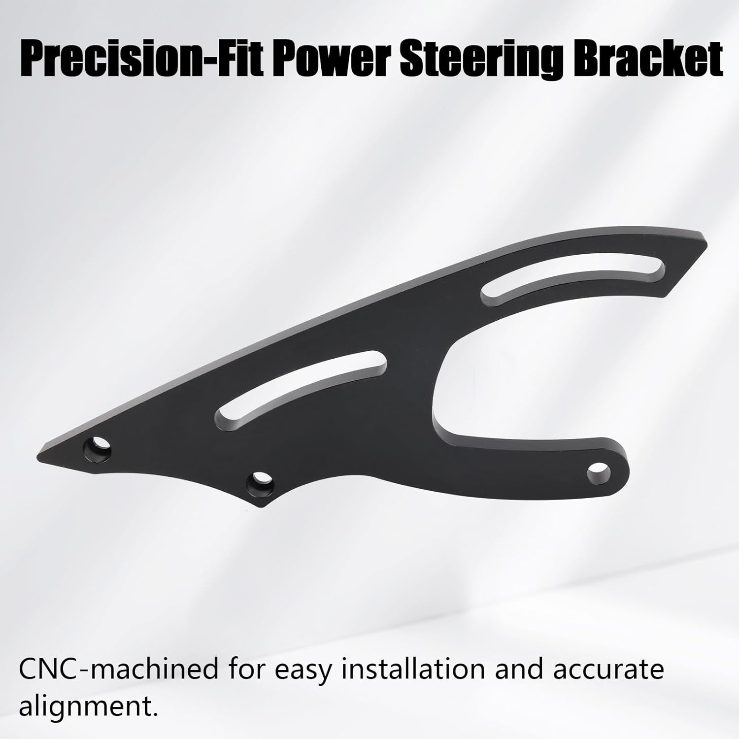 Power Steering Bracket Adjustable V-Belt Bracket for Saginaw Pump Compatible with Ford 289 302 Engine 1965-1969 Mustang CNC Machined Billet Aluminum Black Anodized Finish