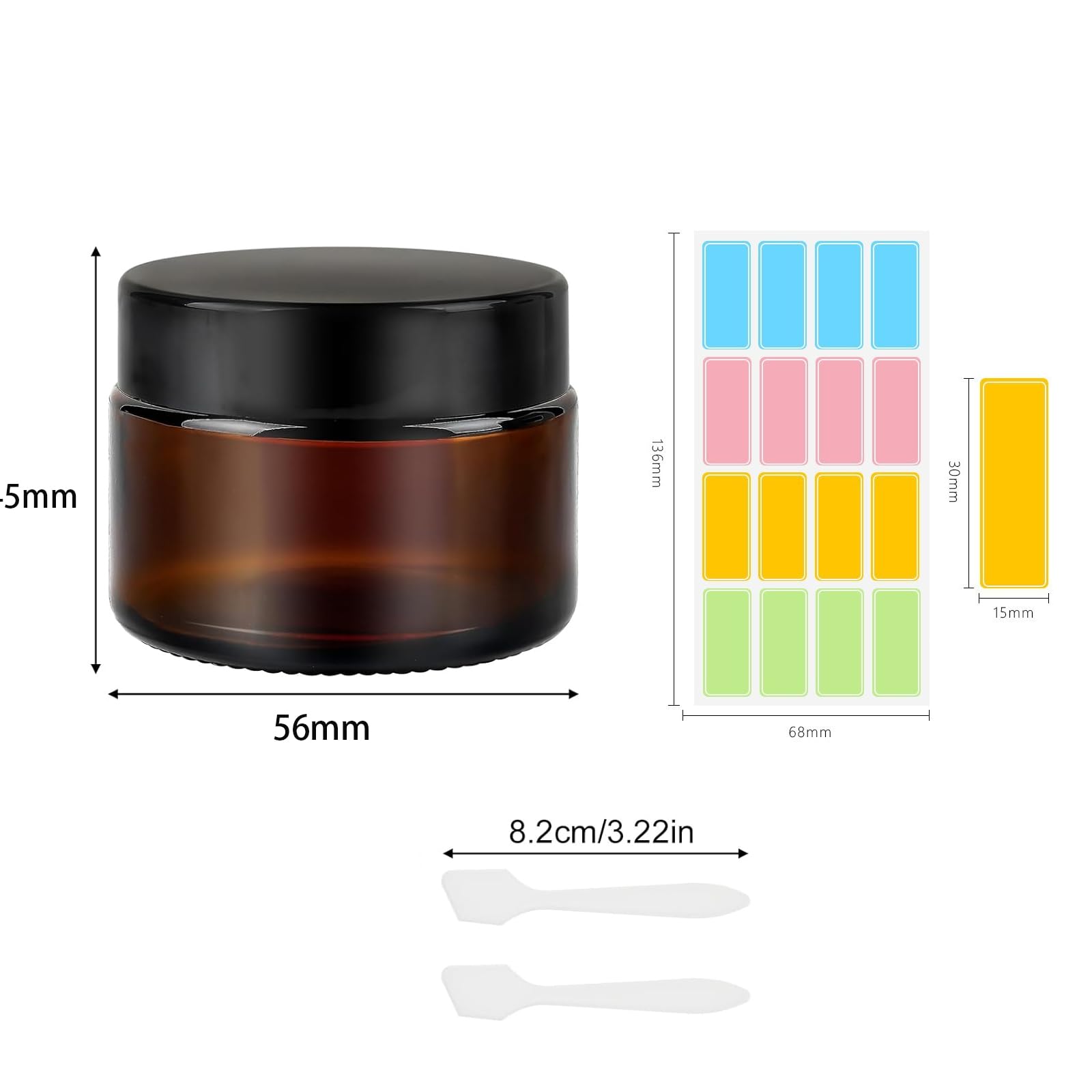 50ml Amber Glass Jars 8Pcs, Cosmetic Jars with Lids Lotion Container - Image 2