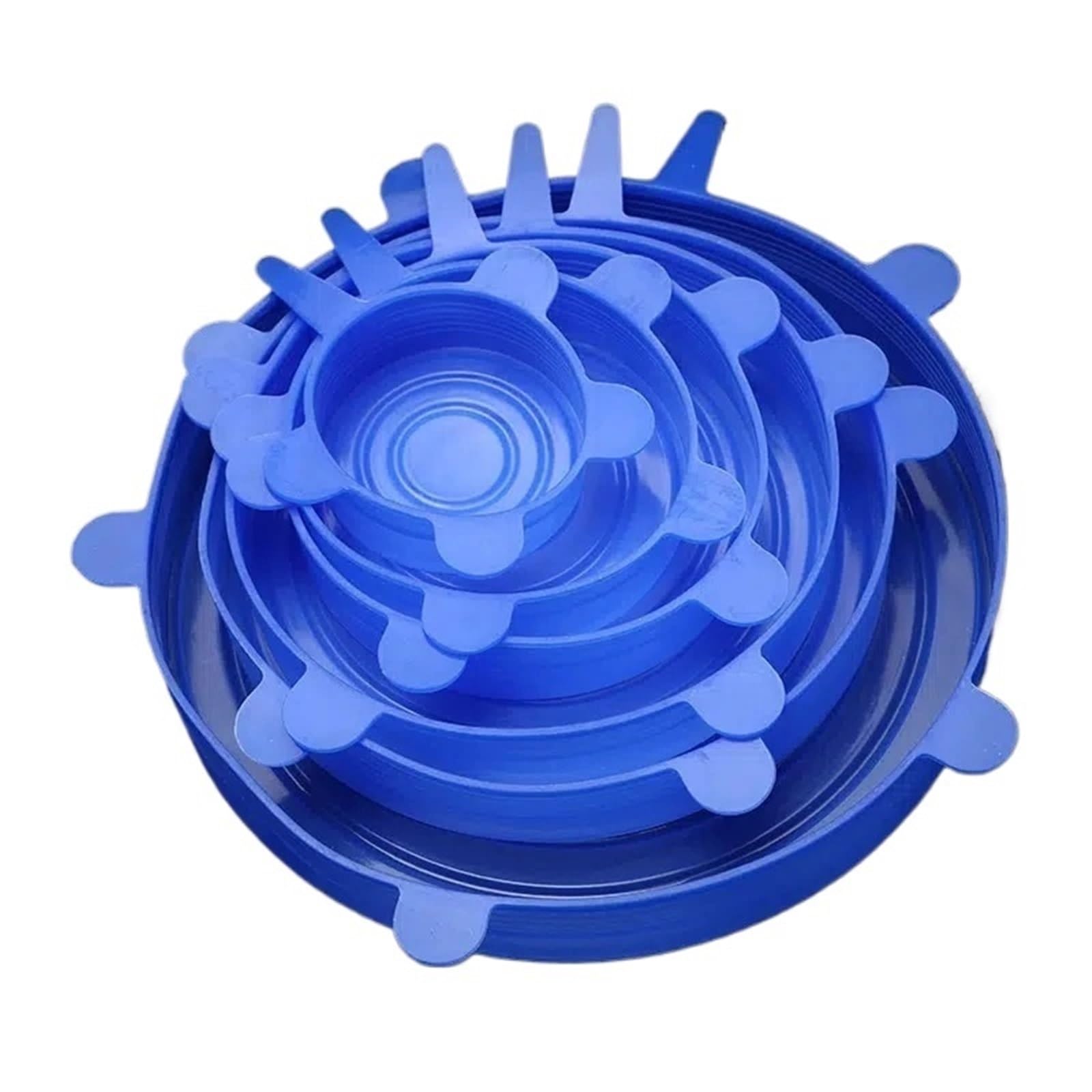 3Sets Silicone Lids, Fresh-Keeping Covers, Round Universal Sealing Bowl, Leftover Food Plastic Wrap for Bowls Jars(Blue Round)