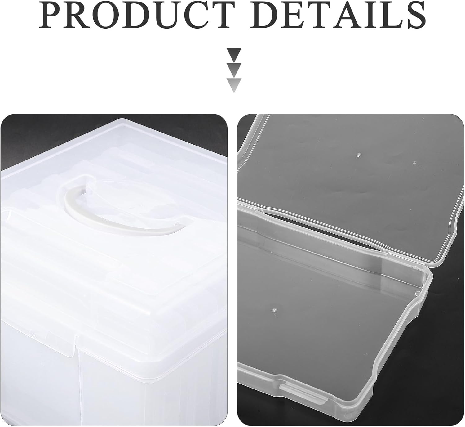 HANABASS Photo Storage Box 5x7 Inch Plastic Cards Organizer Classified Container with Handle for Photo and Craft Storage