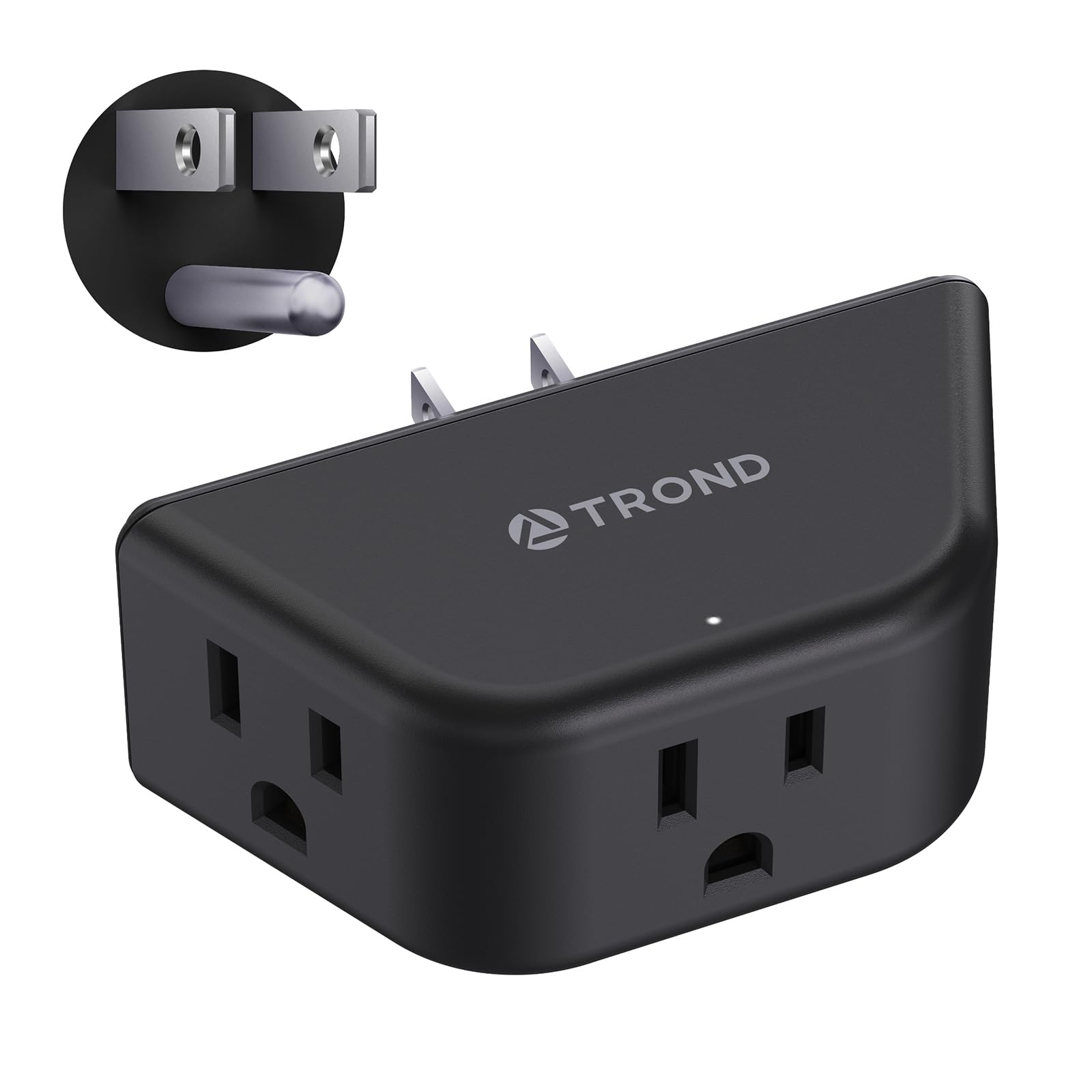 TROND Outlet Extender - 3 Prong Grounded Plug Extension Outlet, 3 Way Angled Wall Plug Splitter, Cruise Ship Essentials, Multiple Expander with 3
