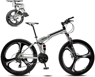 MQJ 24Inch MTB Bicycle Unisex Folding Commuter Bike Foldable Mountain Bike Off-Road Variable Speed Bikes for Men and Women Double Disc Brake,a,27 Speed