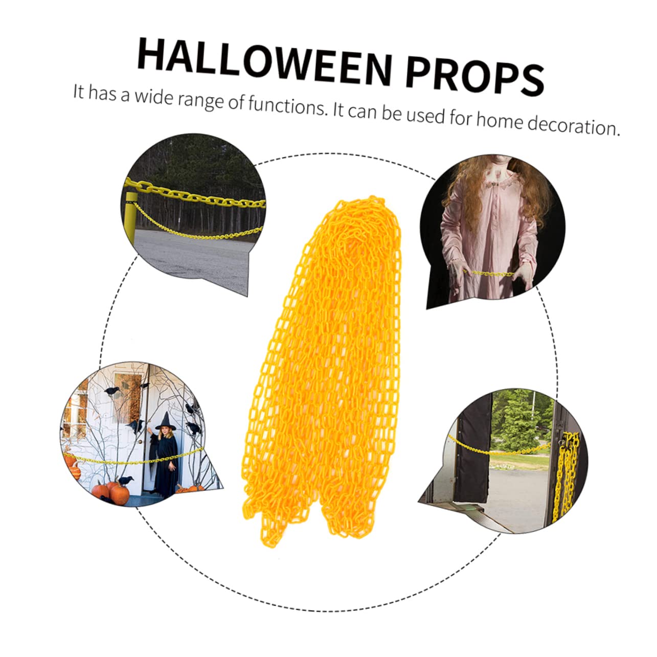 MUSISALY Isolation Chain Caution Chain Barricade Chain Prison Chain Links Chain Links Costume Chain Stanchions Barrier Chain Links Crowd Control Chain Dividers Chain Plastic Yellow