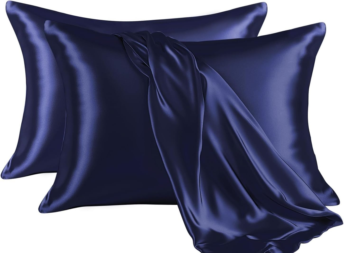 Taie d'oreiller en satin marine pour protéger les cheveux et la peau en grand format (2 pièces)
