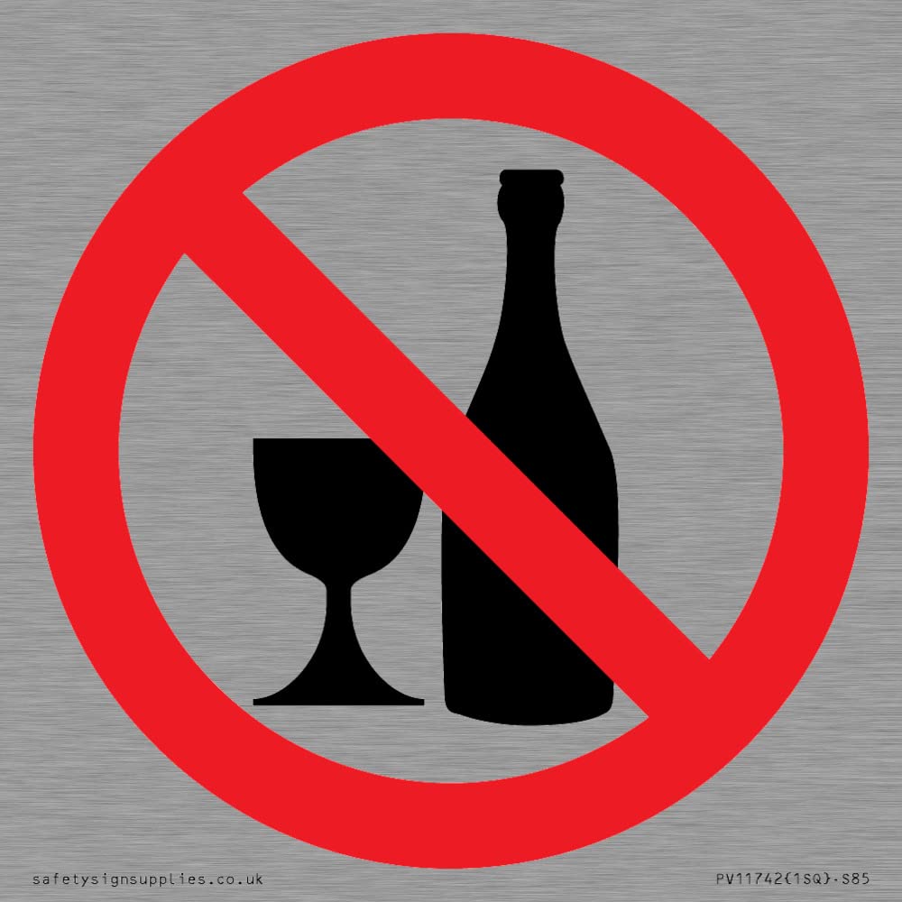Prohibition: No alcohol Sign - 85x85mm - S85