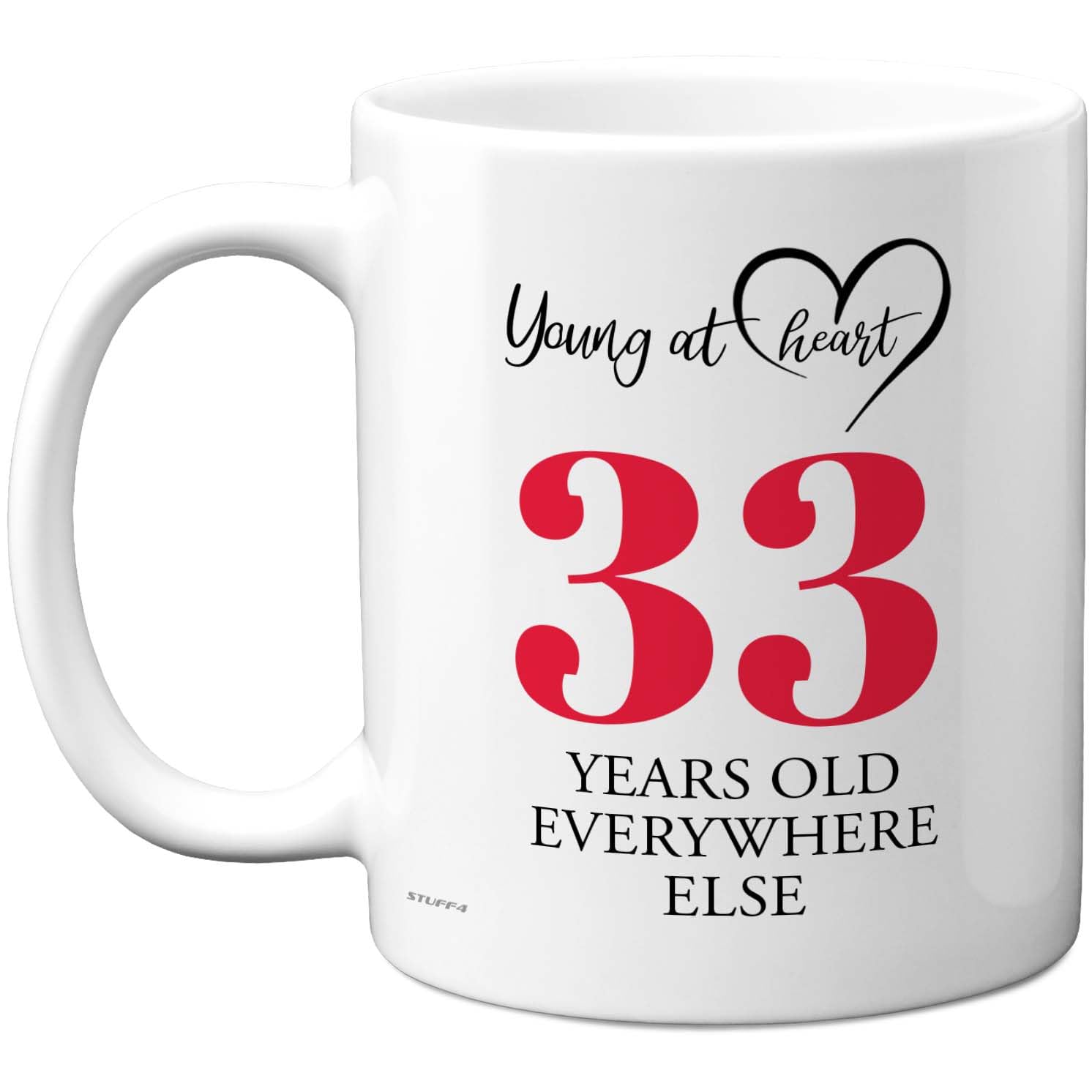 33rd Birthday Gifts for Women Men, Cheeky Novelty Mug Young at Heart, Gag Joke Gifts, Perfect Funny Mugs for Thirty-Three Thirty-Third Birthday Present, 11oz Ceramic Coffee Mugs