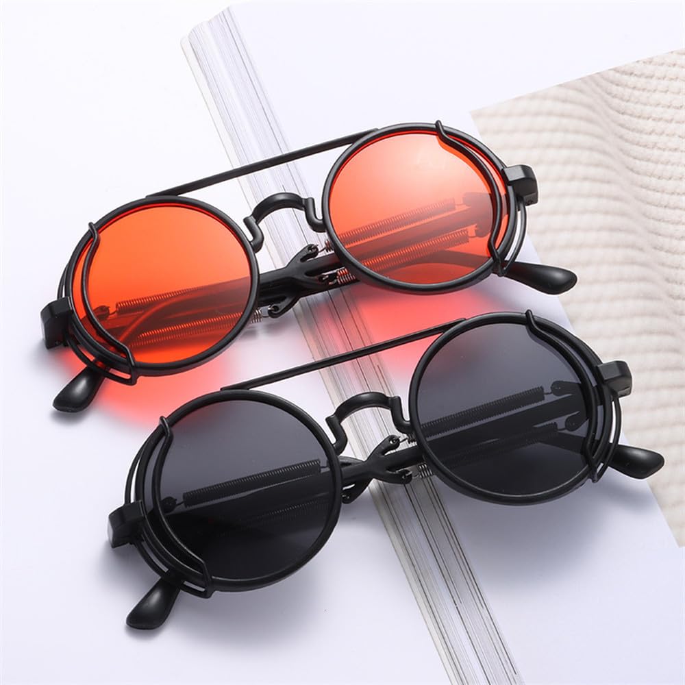 Gafas de sol clásicas vintage redondas estilo punk con protección UV400. Gafas de sol para mujer.