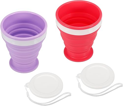 Miniatura 1 de PATIKIL Vaso plegable, paquete de 2 vasos plegables de viaje de 6.8 fl oz, taza portátil de silicona para beber para acampar, senderismo, al aire