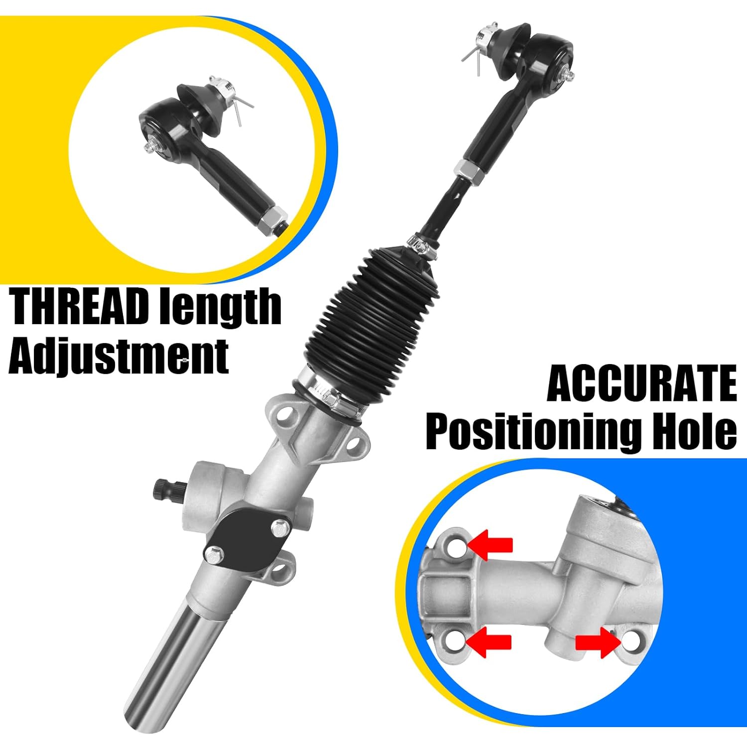 EZGO TXT Steering Rack, Golf Cart Steering Gear Box Assembly for EZGO TXT/MPT Electric & Gas 2001-UP, TXT Steering Box Replace OEM# 70964G01, 70964G02