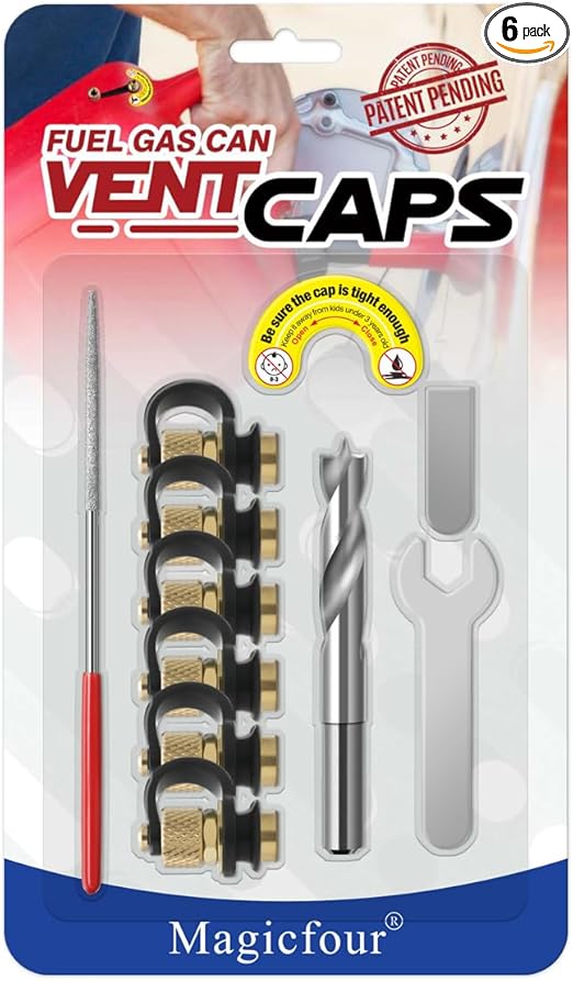 Magicfour Fuel Gas Can Vent Caps, 6 Pack Fuel Gas Tank Vent Caps Gas Can Replacement Vent Plug Gas Jug Vent Caps for Gas Fuel Water Can Jug to Allow Faster Flowing