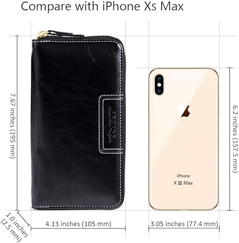 Miniatura 6 de FT FUNTOR Carteras con correa para mujer, de piel sintética vegana, cartera de mano con cremallera alrededor, cartera para teléfono, tarjetero,