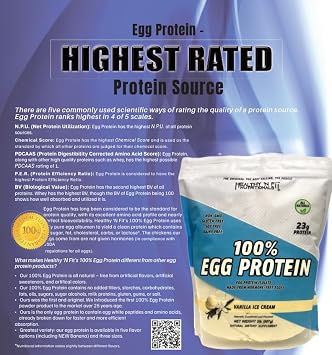 Healthy 'N Fit 100% Egg Protein- Vanilla Ice Cream (2lb): 100% Egg White Protein Plus Natural Peptides. Pure, All Naturally Sweetened Protein