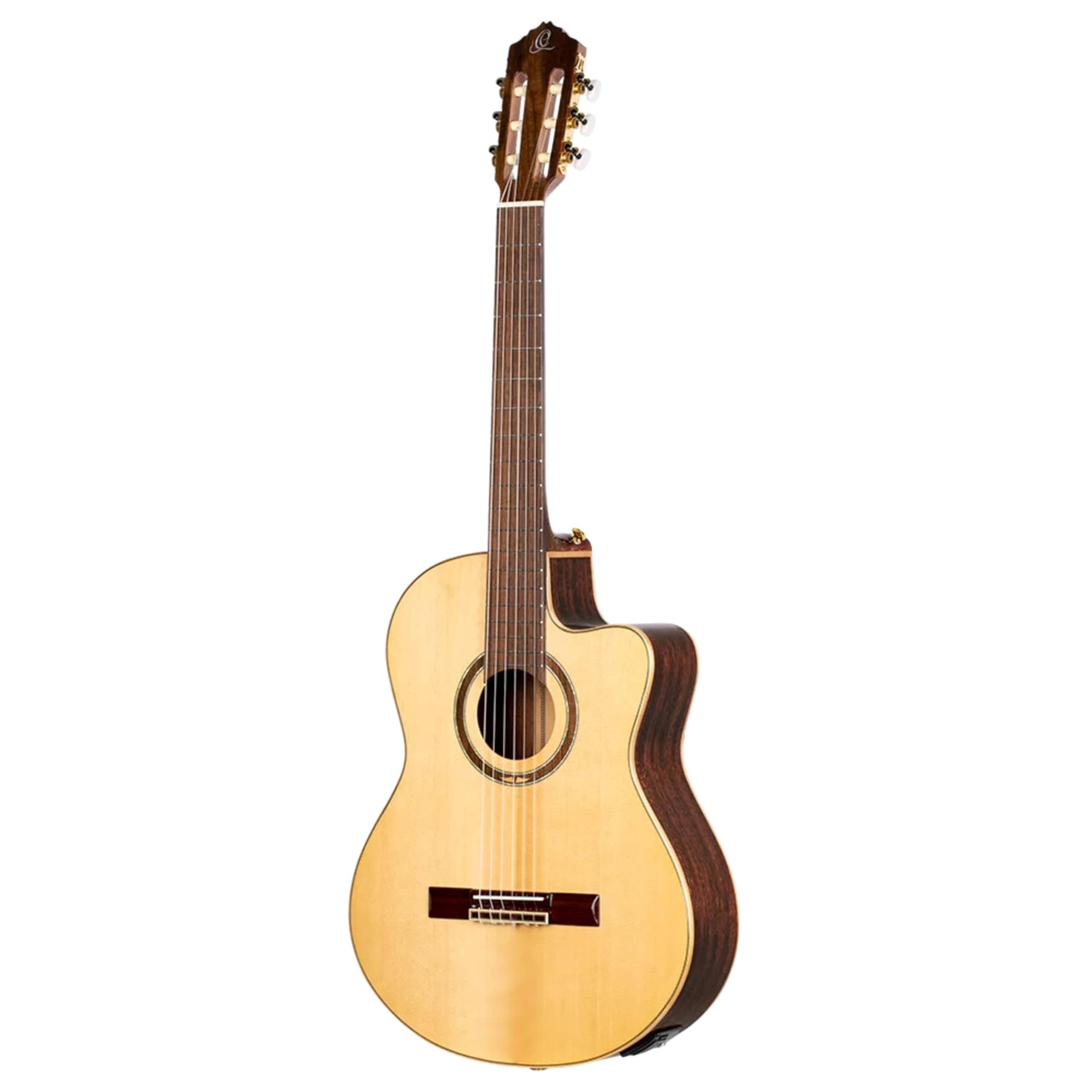 Ortega RCE138SN - Chitarra 4/4 da concerto, a spalla mancante, con manico di 48 mm e preamplificatore, custodia imbottita e tracolla comprese
