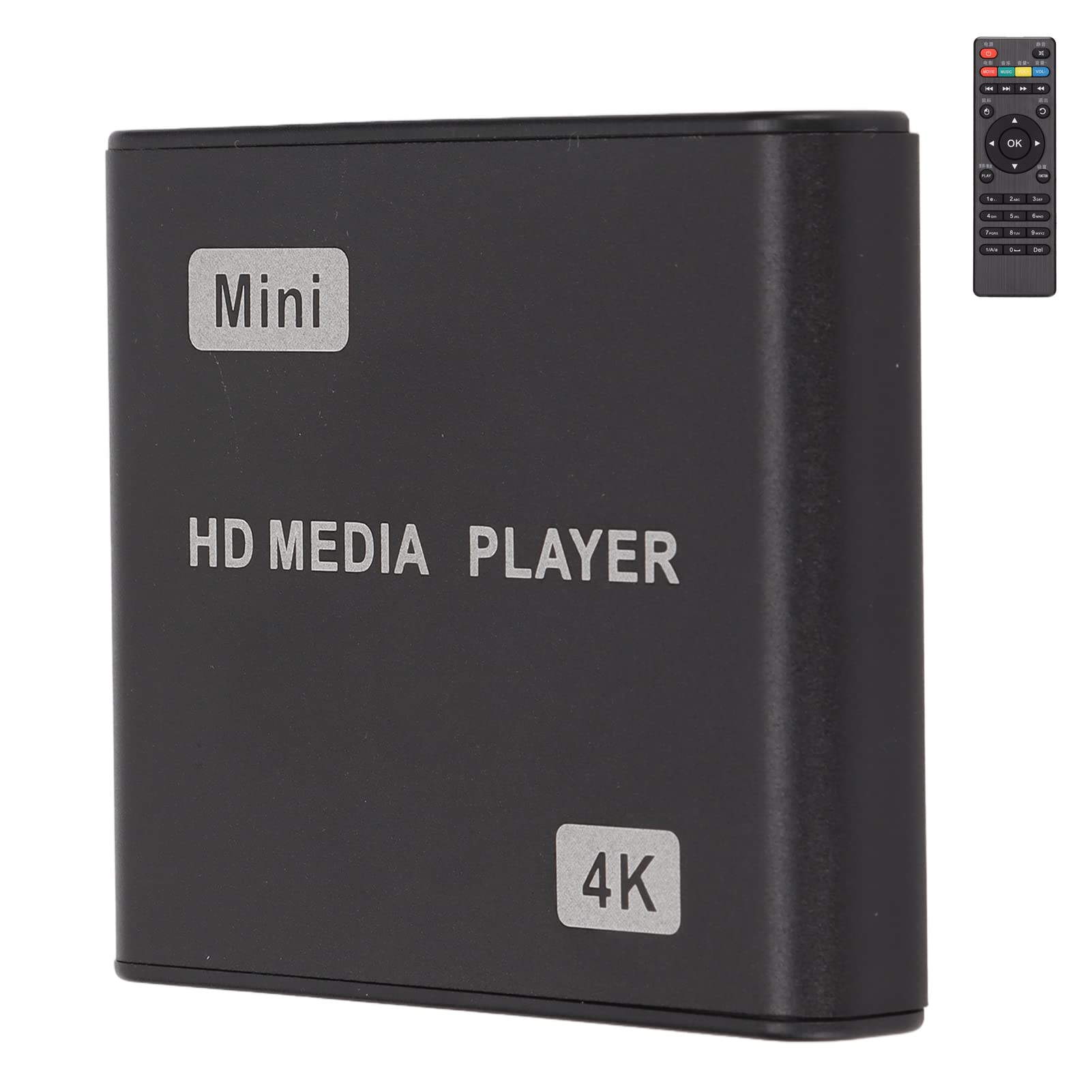 Odtwarzacz Multimedialny HDMI, Odtwarzacz Multimedialny 4K HD Mini Strumieniowy Odtwarzacz Multimedialny z Pilotem i Wskaźnikiem LED Wyjście HDMI/AV/VGA(EU)