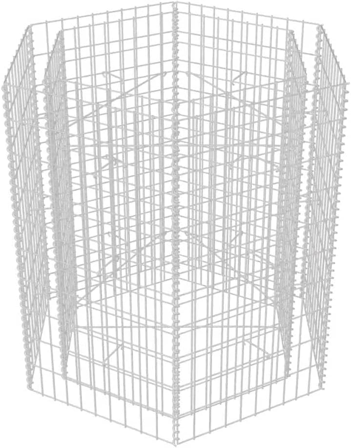 vidaXL Gabion Raised Bed Hexagonal Garden Outdoor Flower Box Planter Plant Vegetable Growing Container Balcony Patio Backyard Barrier Steel 39.4"