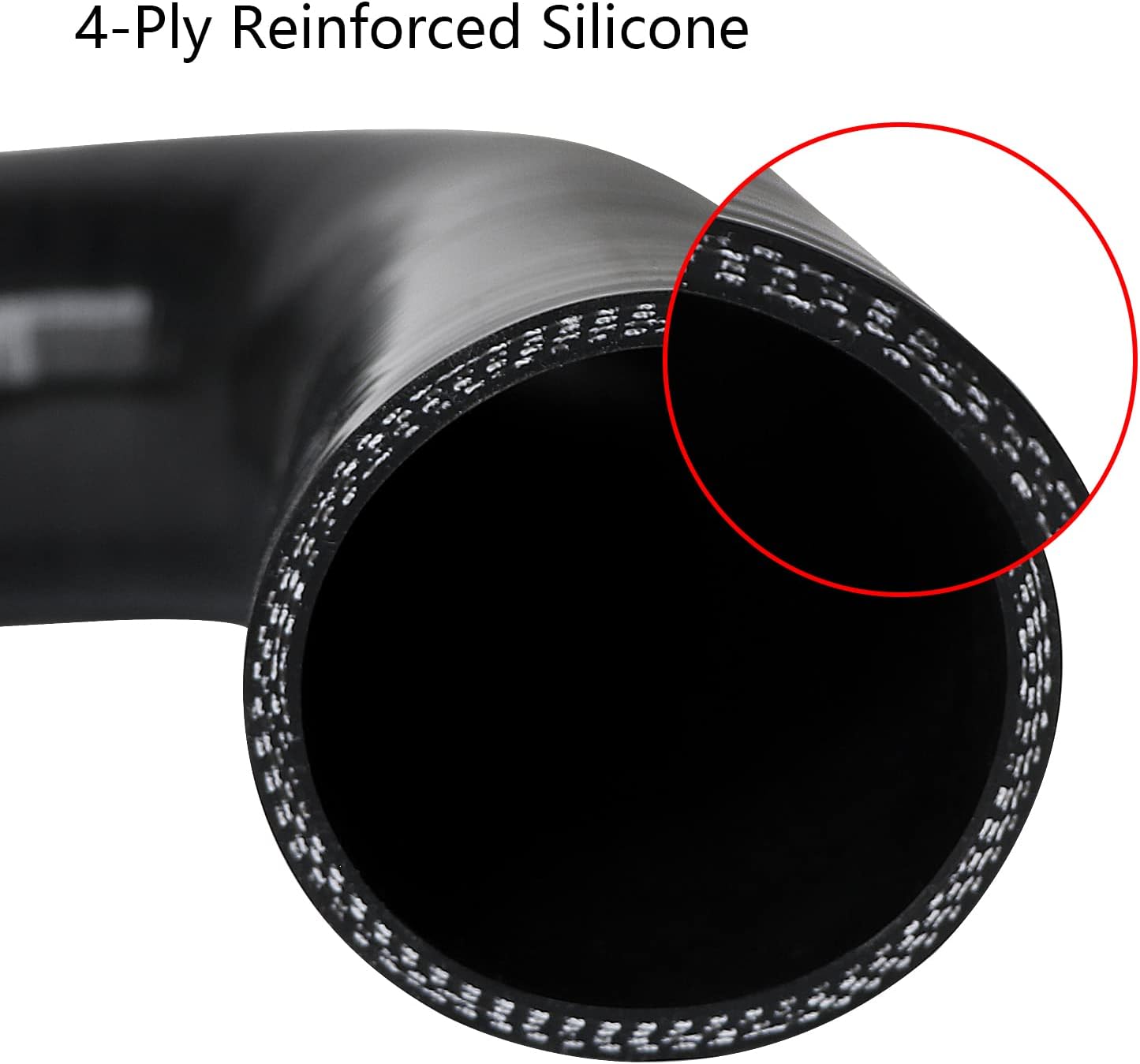4" ID, 8" Leg Length 90 Degree Elbow Silicone Coupler Hose, 4-Ply Reinforced Universal Silicone Pipe Hose Turbo Intake Tube Intercooler Piping Black