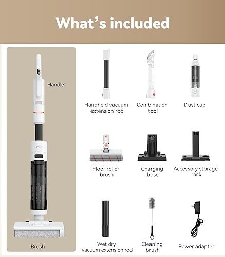 Miniatura 9 de JONR ED20 Pro - Aspiradora inalámbrica 4 en 1 en seco, potencia de succión de vacío de 17000 Pa, autolimpieza y secado automático con un solo clic,