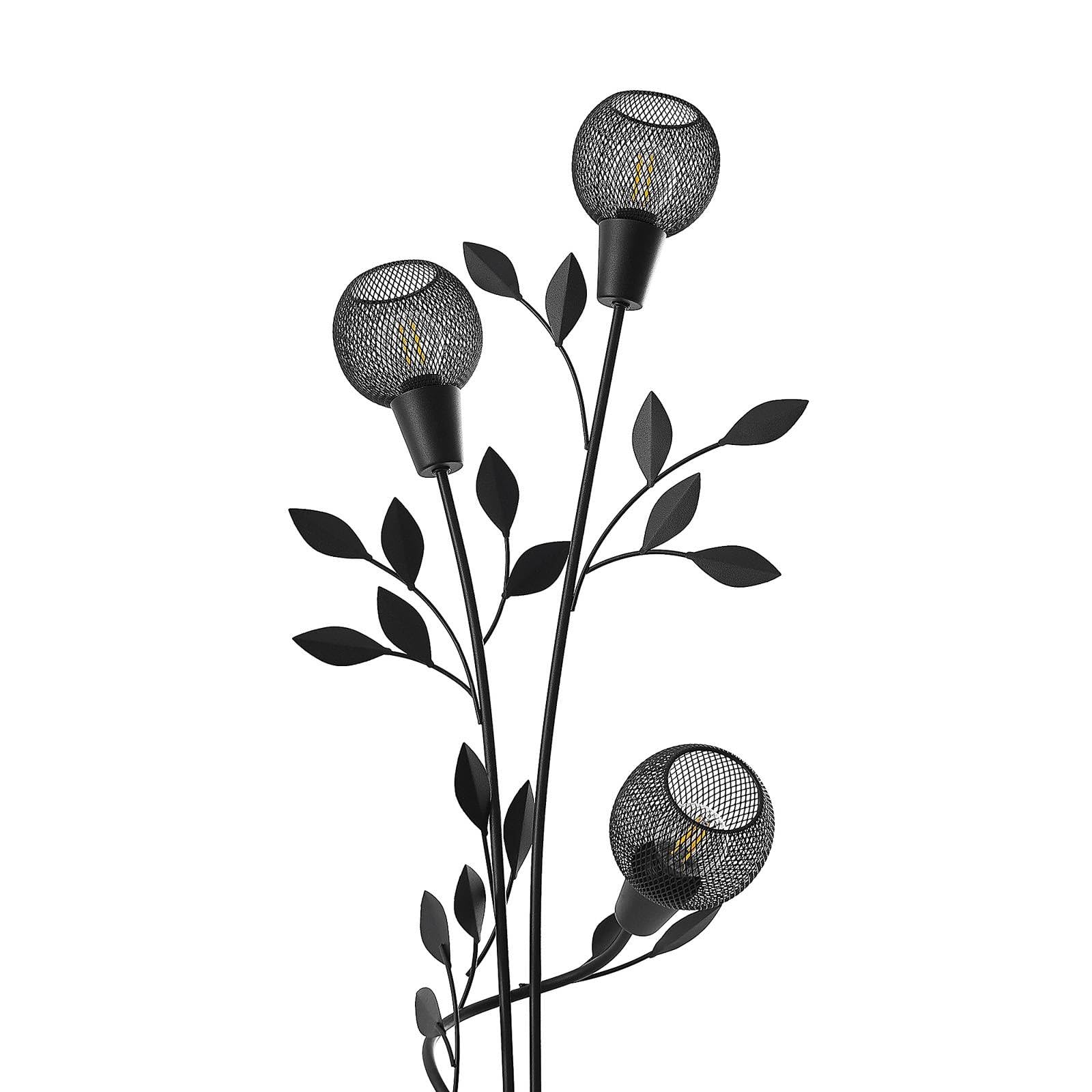 Lindby lampa podłogowa 3 -punktowa 'Kanye', styl florentyński, m. in. do salonu, jadalni, kolor czarny, metal, żarówka E14