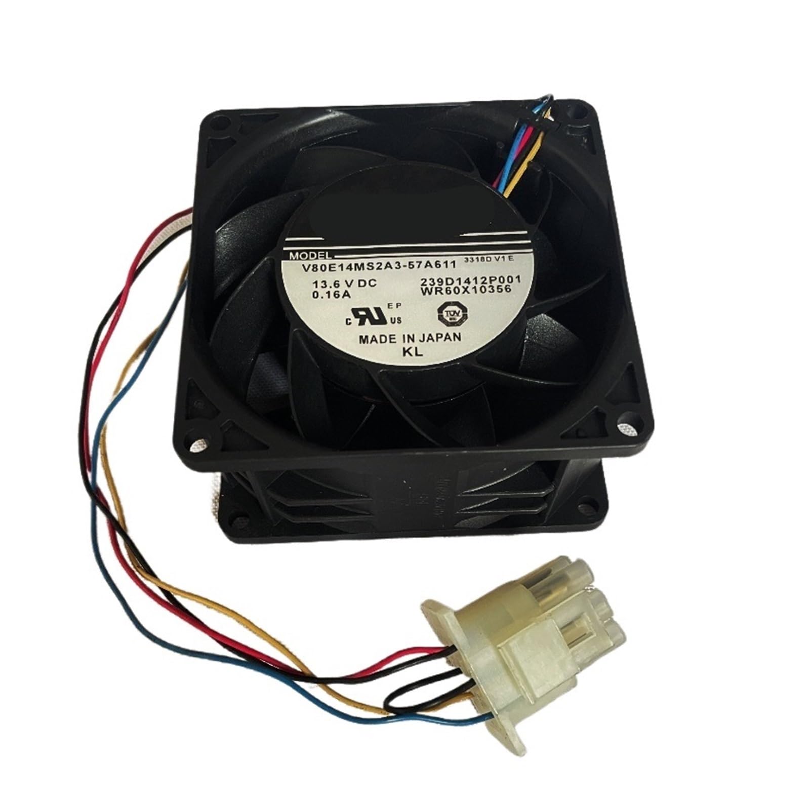 YMUGUEGH 8cm V80E14MS2A3-57A611 8038 13.6V 0.16A 4wire Cooling Fan