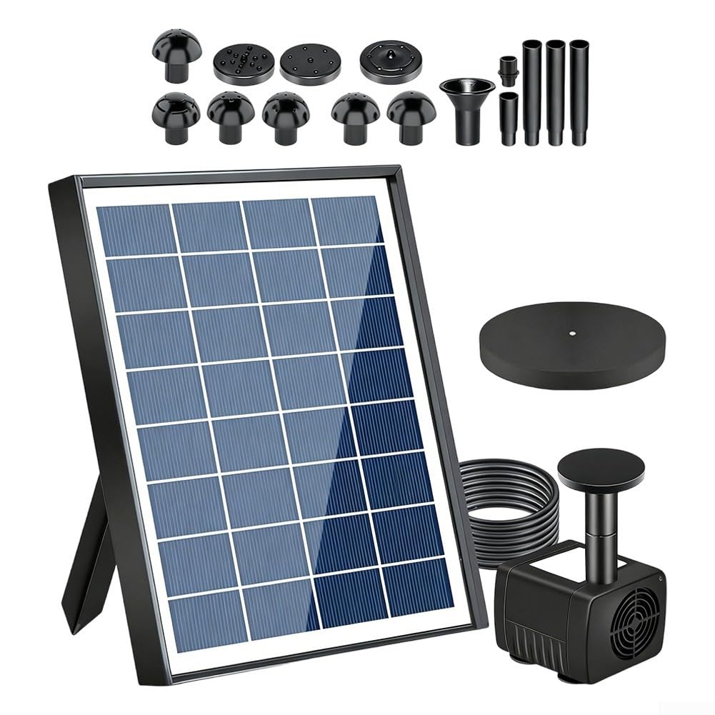Pompa a fontana solare per esterni, per vasche da giardino per uccelli, pannello da 10 W, motore senza spazzole, altezza massima di sollevamento 2,5 m