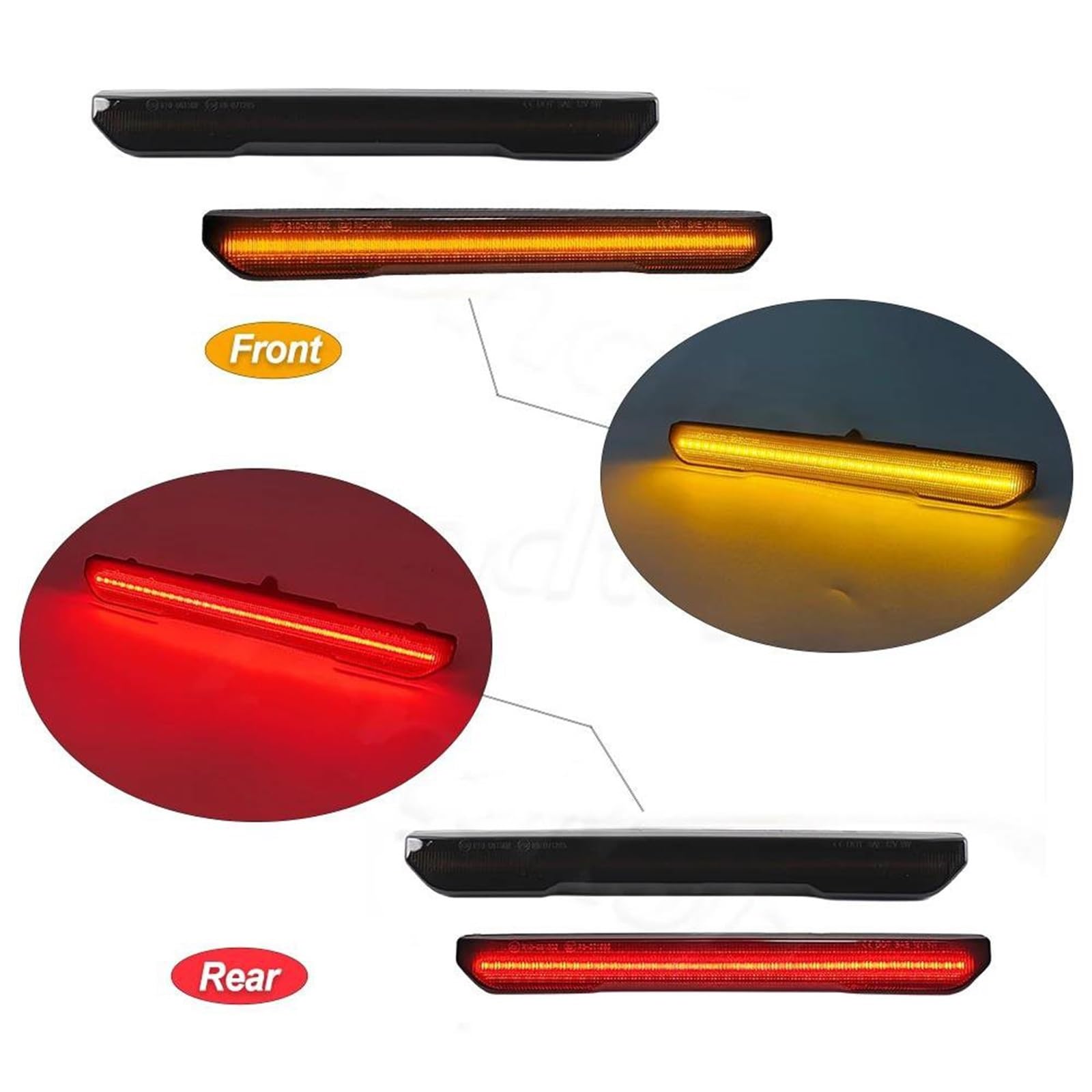 FREEZER Piloto Intermitente 4 Uds Delanteras ámbar y Parachoques Rojo Trasero LED señal Giro indicador Lateral lámpara para GMC para Sierra 2500 3500HD 2020-2024 Intermitentes Automóviles