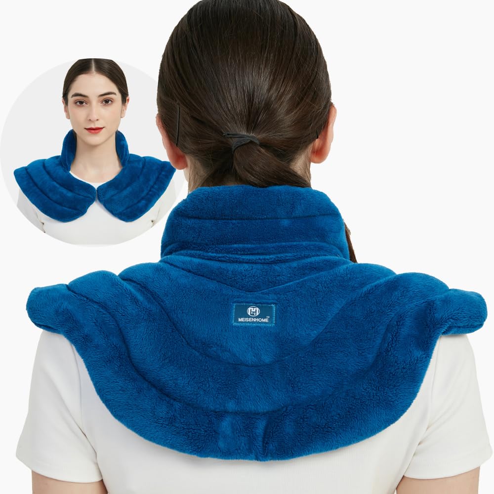 Almohadilla térmica para el cuello apta para microondas para aliviar el dolor de cuello, envoltura térmica para el cuello con calor húmedo para aliviar el dolor en las articulaciones, medicamentos y