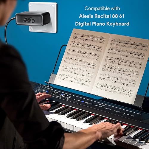 Miniatura 2 de KFD Adaptador de 12 V CA CC compatible con Alesis Recital 88 61 88 teclas 61 teclas cargador de teclado digital de piano con teclas de tamaño