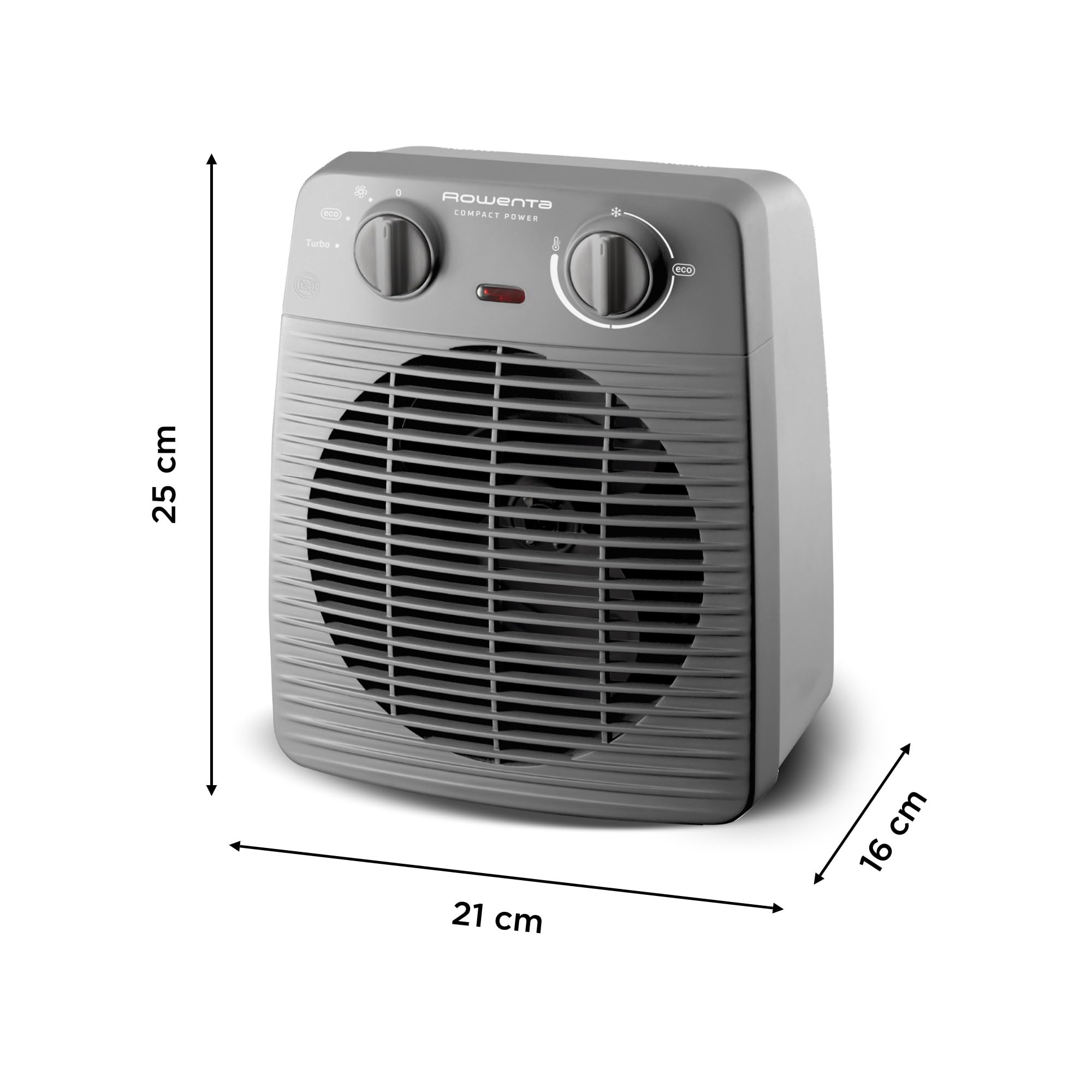 Rowenta Compact Power Radiateur soufflant chauffage d’appoint portable, Jusqu’à 35 m², Mode Éco 1000 W/2000 W, Thermostat mécanique, Sécurité anti-surchauffe, SO2212F0