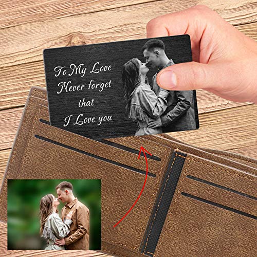 Amlion Personalized Metal Wallet Card,Custom Wallet Insert Card with Photo Message Engraved Gifts for Men, Husband, Dad, Son4