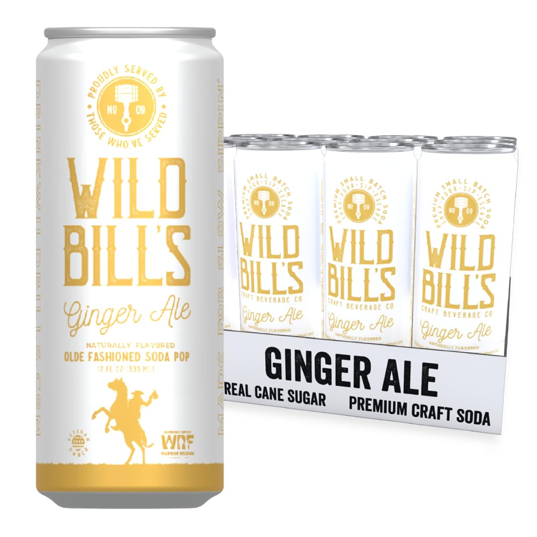 Wild Bill's Ginger Ale Soda Classic Craft Soda Pop Soft Drinks, Sodas Made with Pure Cane Sugar, Caffeine Free, NO High Fructose Corn Syrup, Gluten